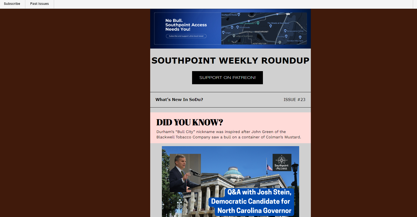 Durham: Get Our Newsletter – and a Gift Card!